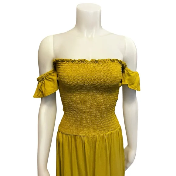 Young Fabulous & Broke Freida Off-the-shoulder Maxi Dress, M, Chartreuse Yellow - Picture 5 of 16